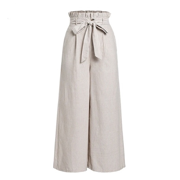 Wide Leg high Waisted Paper Bag Pants - Picture 4 of 8